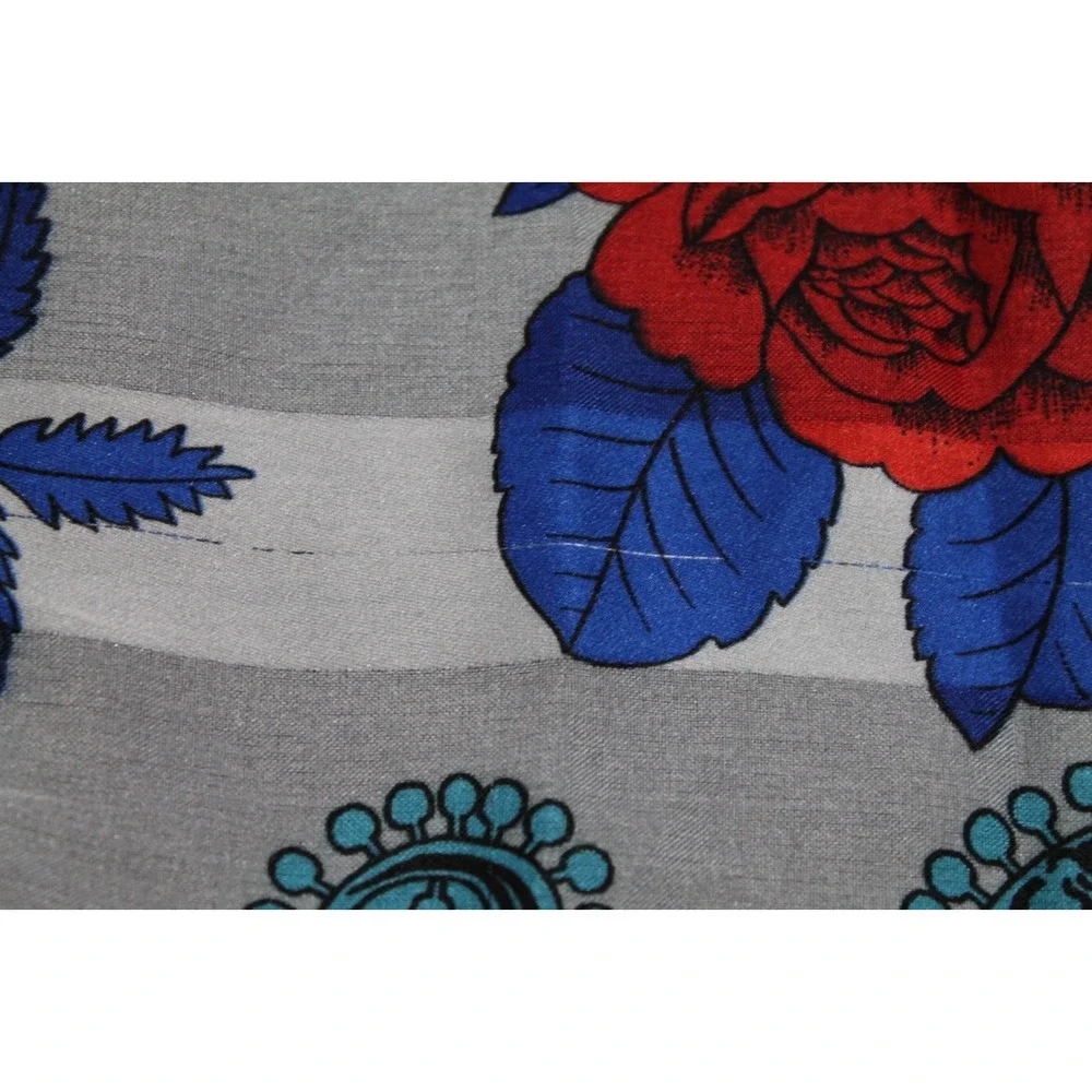 Silk Feel Floral Paisley Square Scarf Pink Blue Red White Stripes 30 x 20